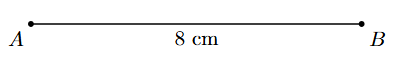 Step 1: Draw a line segment AB of 8 cm.